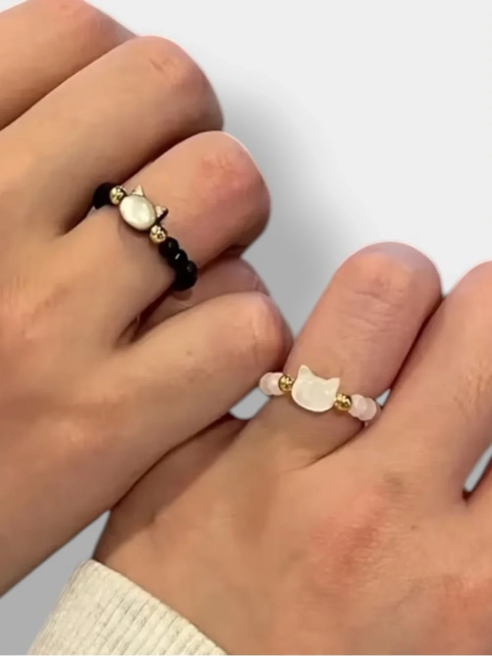 1 Beaded Cat Stretch Ring NWOT - White OR Black - Picture 5 of 5